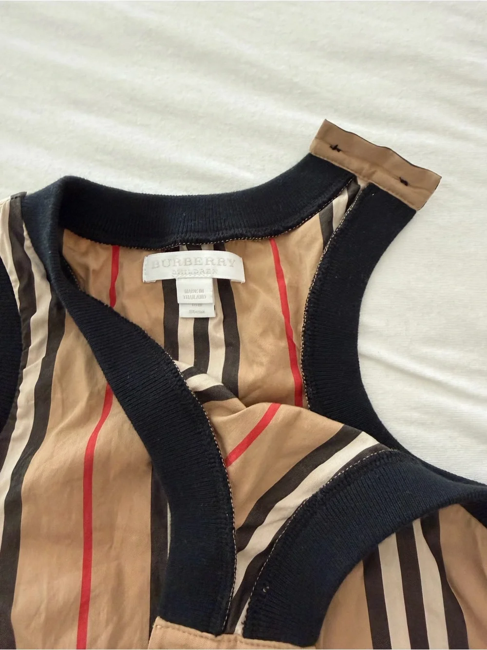 Burberry Black and Beige Striped Trim Tank Top